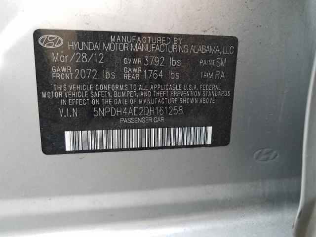 Photo 9 VIN: 5NPDH4AE2DH161258 - HYUNDAI ELANTRA GL 