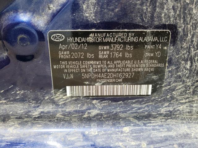 Photo 9 VIN: 5NPDH4AE2DH162927 - HYUNDAI ELANTRA GL 