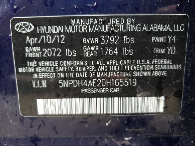 Photo 12 VIN: 5NPDH4AE2DH165519 - HYUNDAI ELANTRA GL 