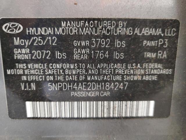 Photo 9 VIN: 5NPDH4AE2DH184247 - HYUNDAI ELANTRA GL 