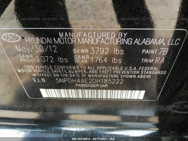 Photo 8 VIN: 5NPDH4AE2DH185222 - HYUNDAI ELANTRA 