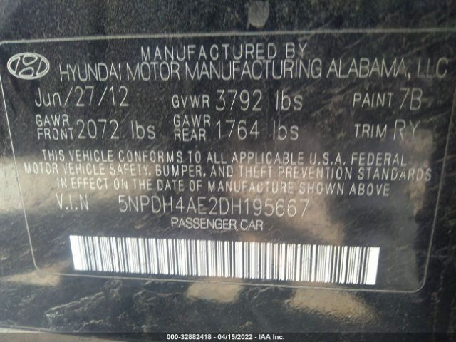 Photo 8 VIN: 5NPDH4AE2DH195667 - HYUNDAI ELANTRA 