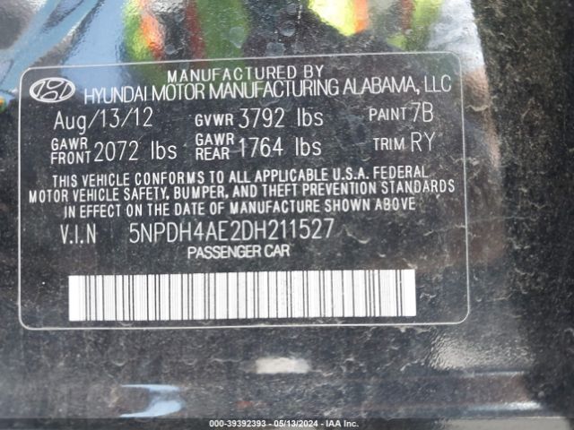 Photo 8 VIN: 5NPDH4AE2DH211527 - HYUNDAI ELANTRA 