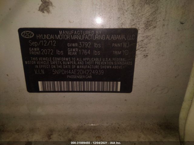 Photo 8 VIN: 5NPDH4AE2DH224939 - HYUNDAI ELANTRA 