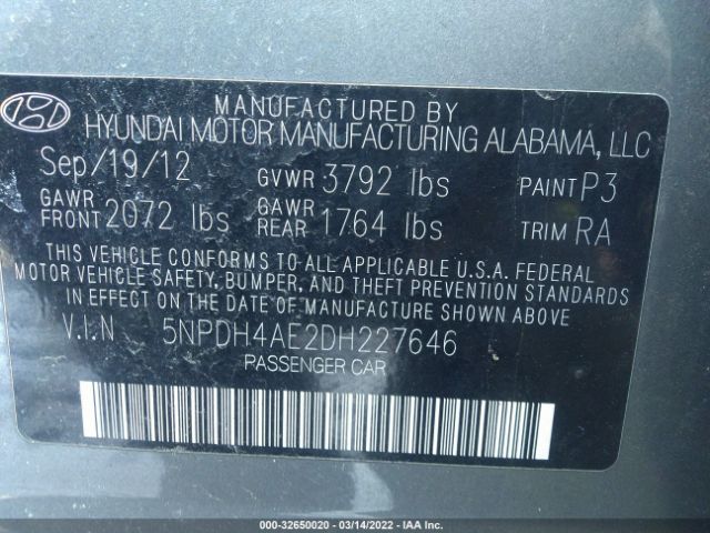 Photo 8 VIN: 5NPDH4AE2DH227646 - HYUNDAI ELANTRA 