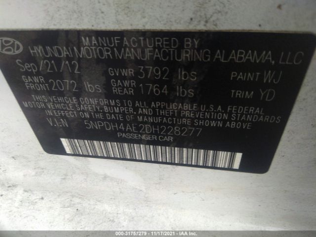 Photo 8 VIN: 5NPDH4AE2DH228277 - HYUNDAI ELANTRA 