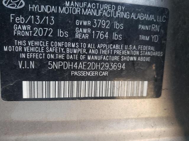 Photo 9 VIN: 5NPDH4AE2DH293694 - HYUNDAI ELANTRA GL 