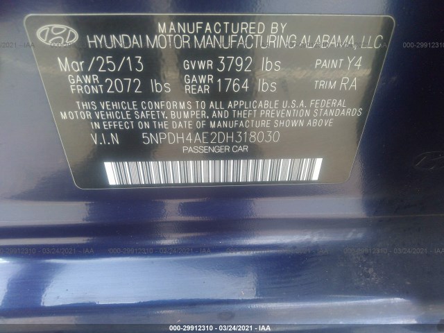 Photo 8 VIN: 5NPDH4AE2DH318030 - HYUNDAI ELANTRA 