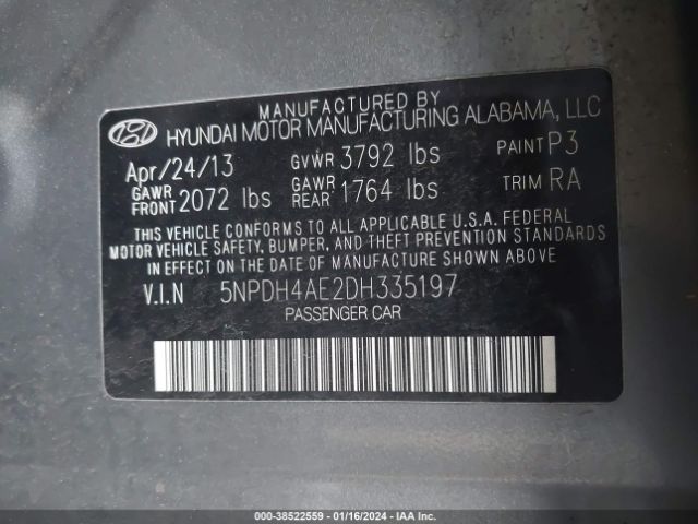 Photo 8 VIN: 5NPDH4AE2DH335197 - HYUNDAI ELANTRA 