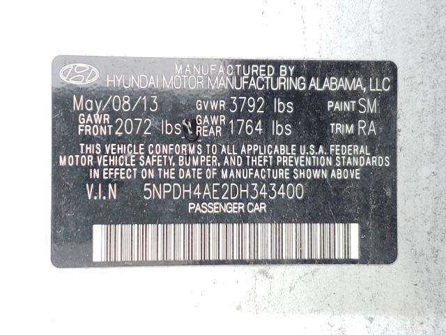 Photo 9 VIN: 5NPDH4AE2DH343400 - HYUNDAI ELANTRA GL 