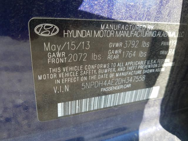 Photo 9 VIN: 5NPDH4AE2DH347558 - HYUNDAI ELANTRA GL 