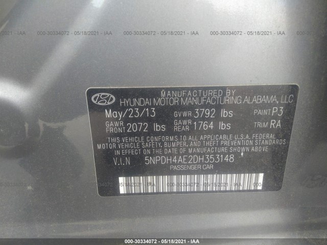 Photo 8 VIN: 5NPDH4AE2DH353148 - HYUNDAI ELANTRA 