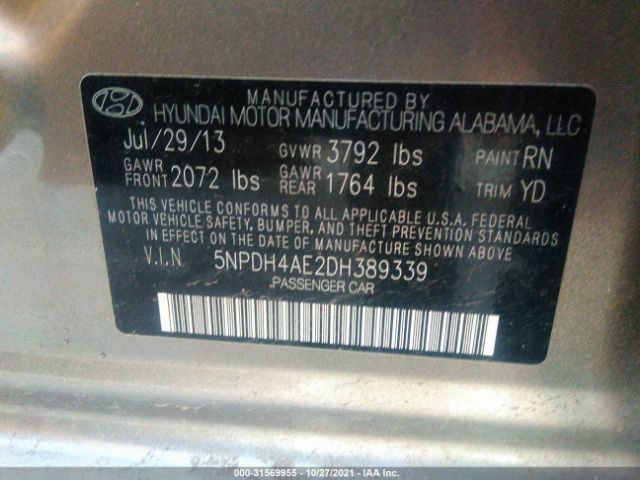 Photo 8 VIN: 5NPDH4AE2DH389339 - HYUNDAI ELANTRA 