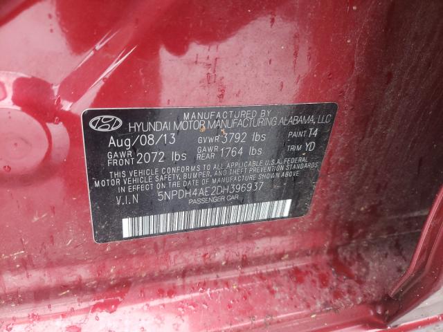 Photo 9 VIN: 5NPDH4AE2DH396937 - HYUNDAI ELANTRA GL 