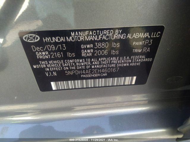 Photo 8 VIN: 5NPDH4AE2EH460167 - HYUNDAI ELANTRA 