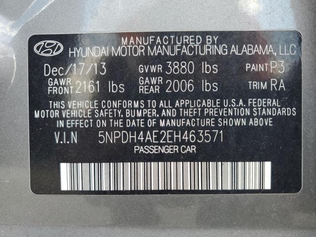 Photo 11 VIN: 5NPDH4AE2EH463571 - HYUNDAI ELANTRA SE 