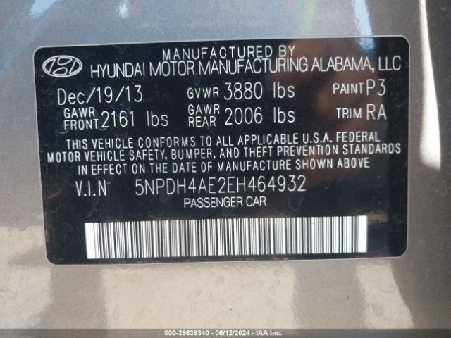 Photo 8 VIN: 5NPDH4AE2EH464932 - HYUNDAI ELANTRA 