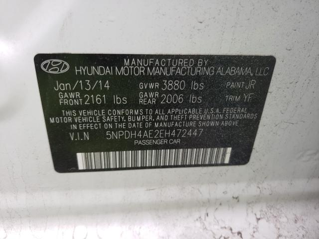 Photo 9 VIN: 5NPDH4AE2EH472447 - HYUNDAI ELANTRA SE 