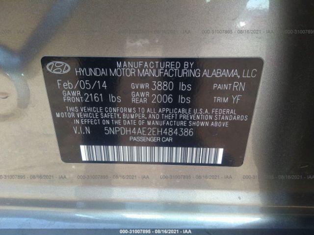 Photo 8 VIN: 5NPDH4AE2EH484386 - HYUNDAI ELANTRA 