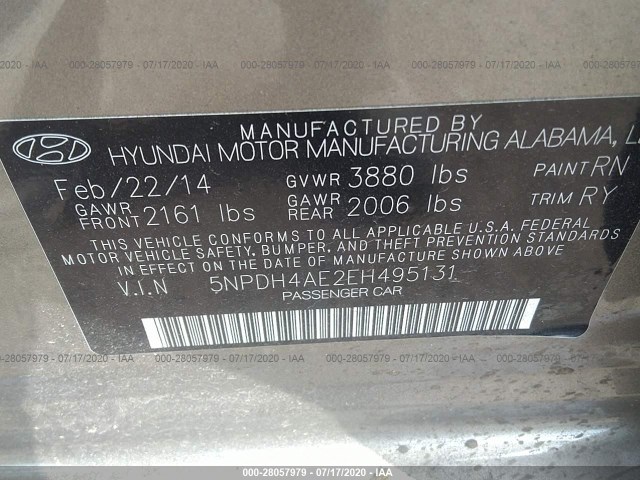 Photo 8 VIN: 5NPDH4AE2EH495131 - HYUNDAI ELANTRA 