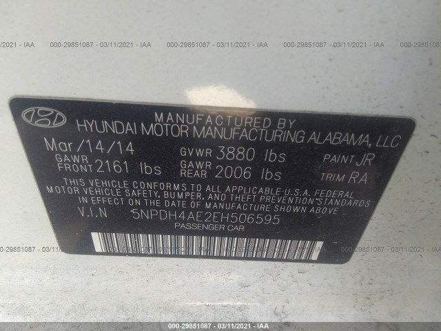 Photo 8 VIN: 5NPDH4AE2EH506595 - HYUNDAI ELANTRA 