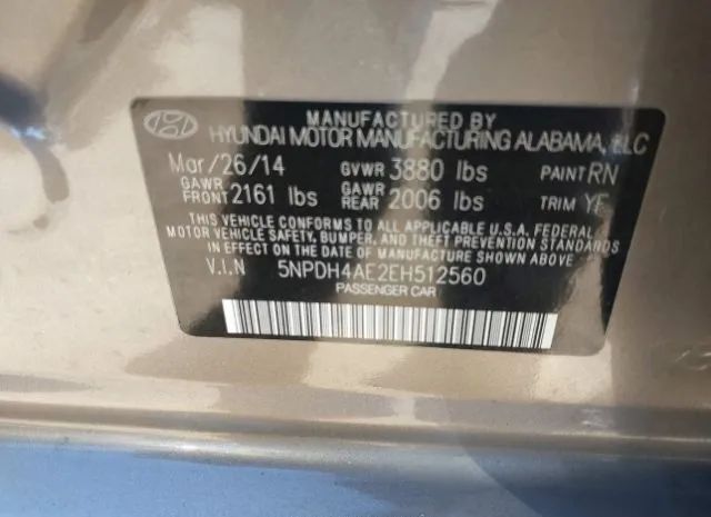 Photo 8 VIN: 5NPDH4AE2EH512560 - HYUNDAI ELANTRA 