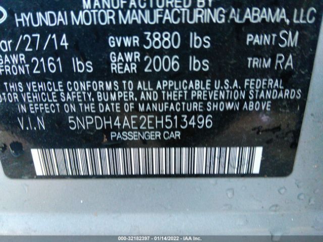 Photo 8 VIN: 5NPDH4AE2EH513496 - HYUNDAI ELANTRA 