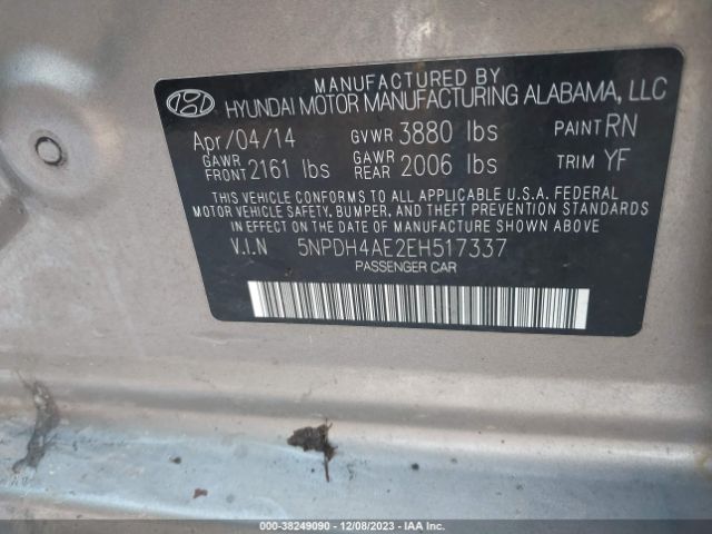 Photo 8 VIN: 5NPDH4AE2EH517337 - HYUNDAI ELANTRA 