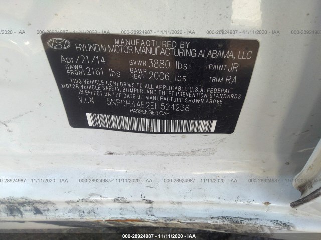 Photo 8 VIN: 5NPDH4AE2EH524238 - HYUNDAI ELANTRA 