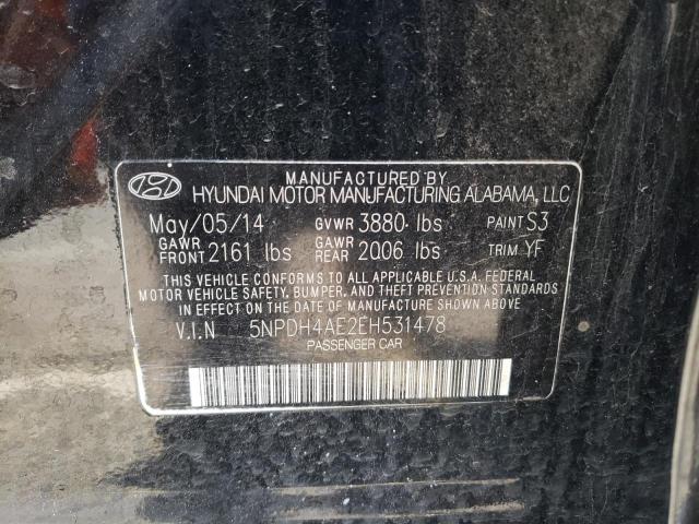 Photo 9 VIN: 5NPDH4AE2EH531478 - HYUNDAI ELANTRA SE 