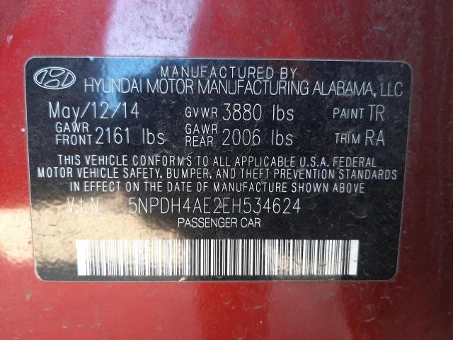 Photo 9 VIN: 5NPDH4AE2EH534624 - HYUNDAI ELANTRA SE 