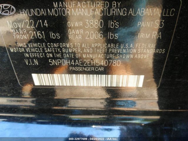 Photo 8 VIN: 5NPDH4AE2EH540780 - HYUNDAI ELANTRA 