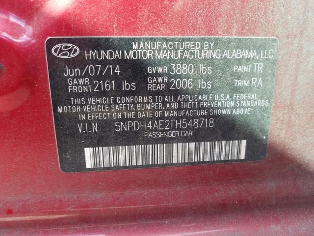 Photo 9 VIN: 5NPDH4AE2FH548718 - HYUNDAI ELANTRA SE 