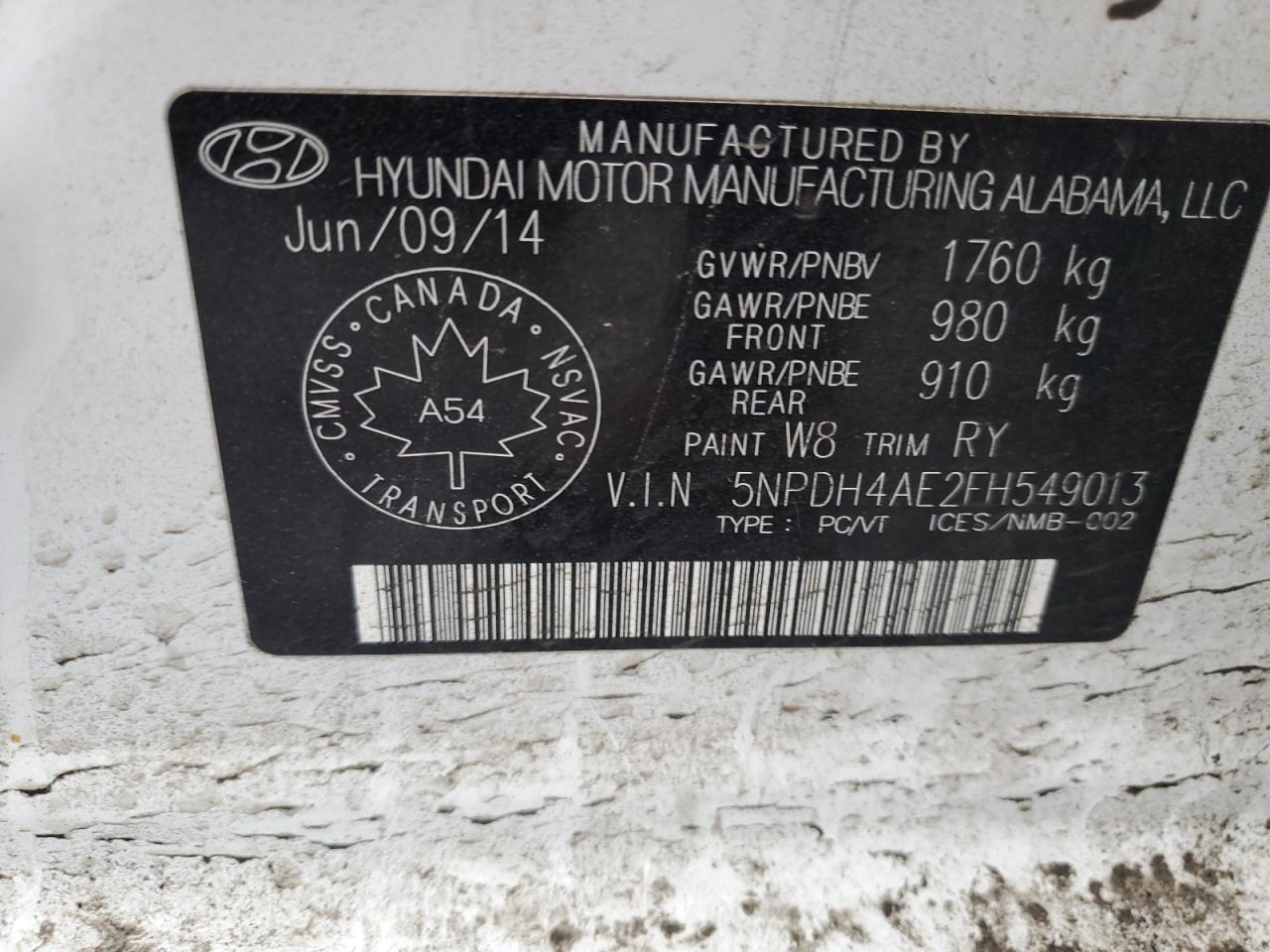 Photo 11 VIN: 5NPDH4AE2FH549013 - HYUNDAI ELANTRA 