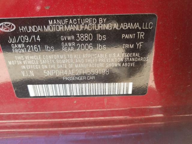 Photo 9 VIN: 5NPDH4AE2FH559198 - HYUNDAI ELANTRA SE 