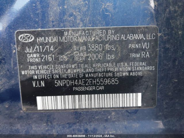 Photo 8 VIN: 5NPDH4AE2FH559685 - HYUNDAI ELANTRA 