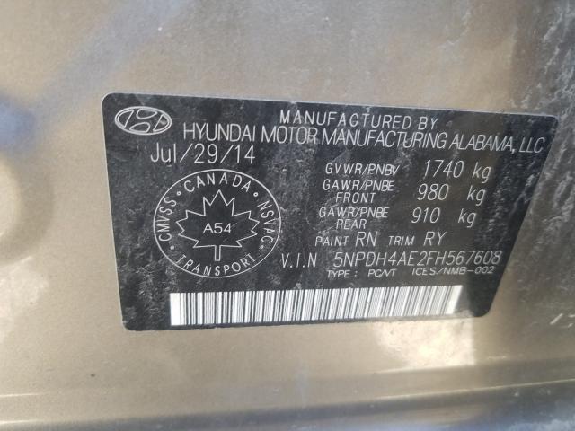 Photo 9 VIN: 5NPDH4AE2FH567608 - HYUNDAI ELANTRA SE 