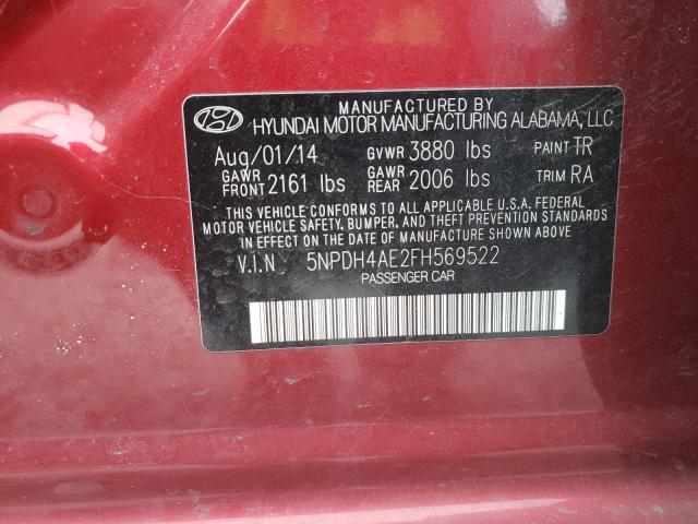 Photo 9 VIN: 5NPDH4AE2FH569522 - HYUNDAI ELANTRA SE 