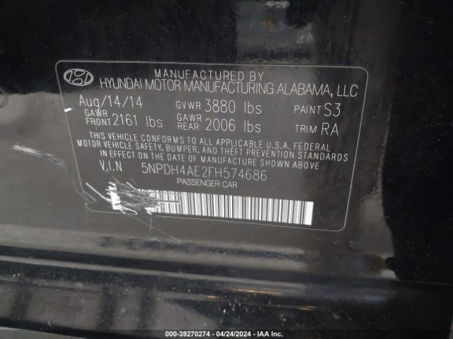 Photo 8 VIN: 5NPDH4AE2FH574686 - HYUNDAI ELANTRA 