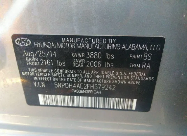 Photo 8 VIN: 5NPDH4AE2FH579242 - HYUNDAI ELANTRA 