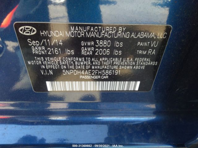 Photo 8 VIN: 5NPDH4AE2FH586191 - HYUNDAI ELANTRA 