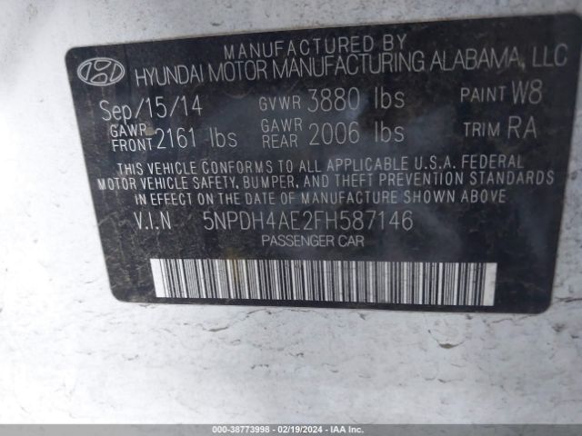 Photo 8 VIN: 5NPDH4AE2FH587146 - HYUNDAI ELANTRA 