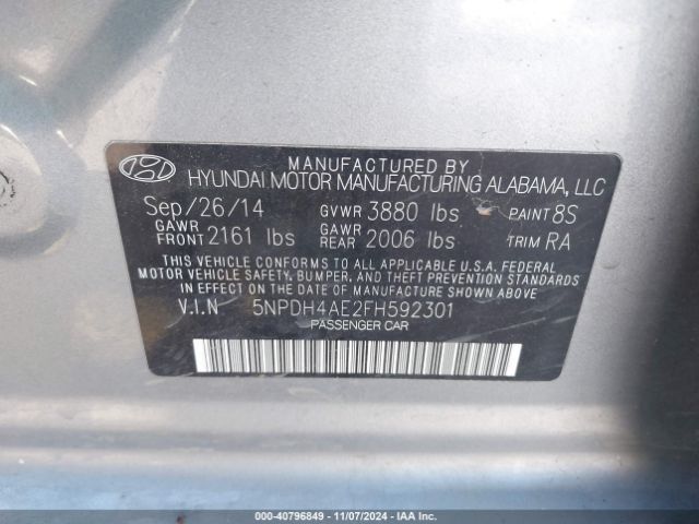 Photo 8 VIN: 5NPDH4AE2FH592301 - HYUNDAI ELANTRA 