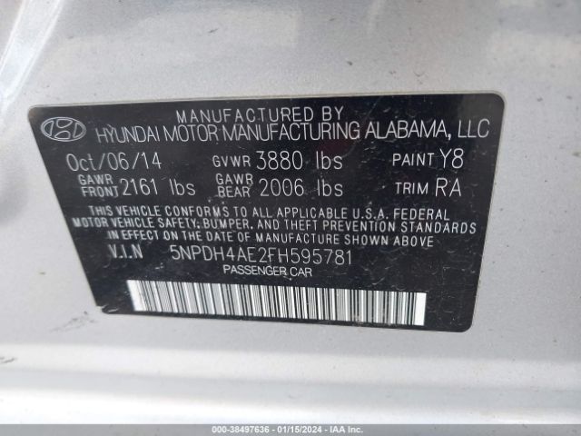 Photo 8 VIN: 5NPDH4AE2FH595781 - HYUNDAI ELANTRA 