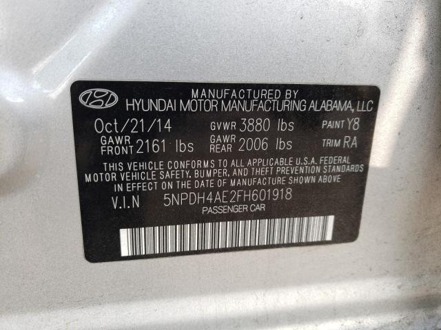 Photo 9 VIN: 5NPDH4AE2FH601918 - HYUNDAI ELANTRA SE 