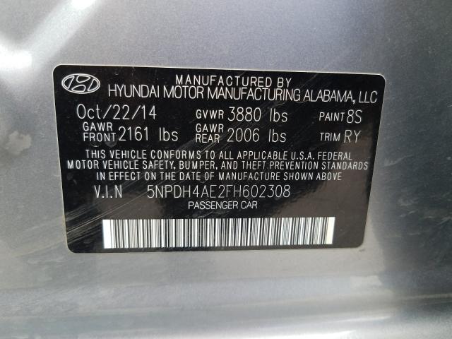 Photo 9 VIN: 5NPDH4AE2FH602308 - HYUNDAI ELANTRA SE 