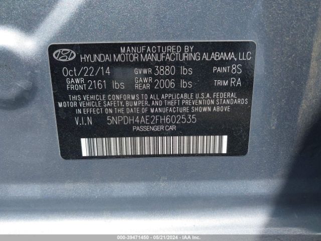 Photo 8 VIN: 5NPDH4AE2FH602535 - HYUNDAI ELANTRA 