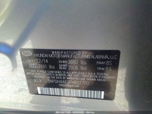 Photo 8 VIN: 5NPDH4AE2FH602700 - HYUNDAI ELANTRA 