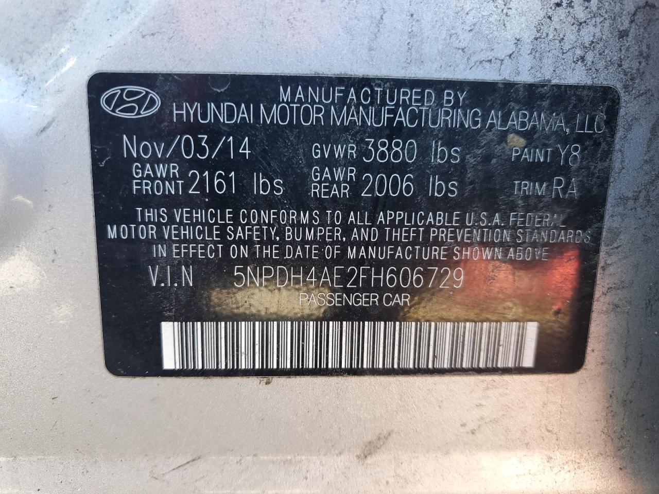 Photo 11 VIN: 5NPDH4AE2FH606729 - HYUNDAI ELANTRA 