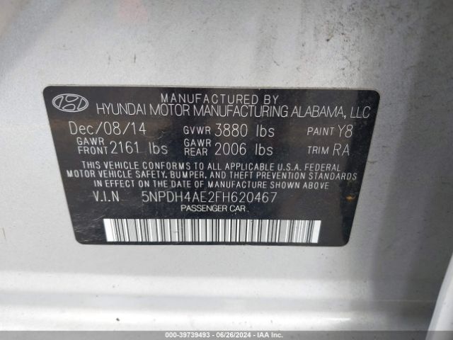 Photo 8 VIN: 5NPDH4AE2FH620467 - HYUNDAI ELANTRA 